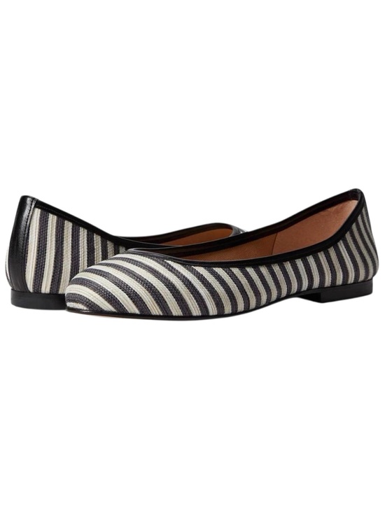 French Sole Shoes - NEW French Sole FS/NY Olivia Ballet Flats Black Beige Stripe Made In Spain SZ 9